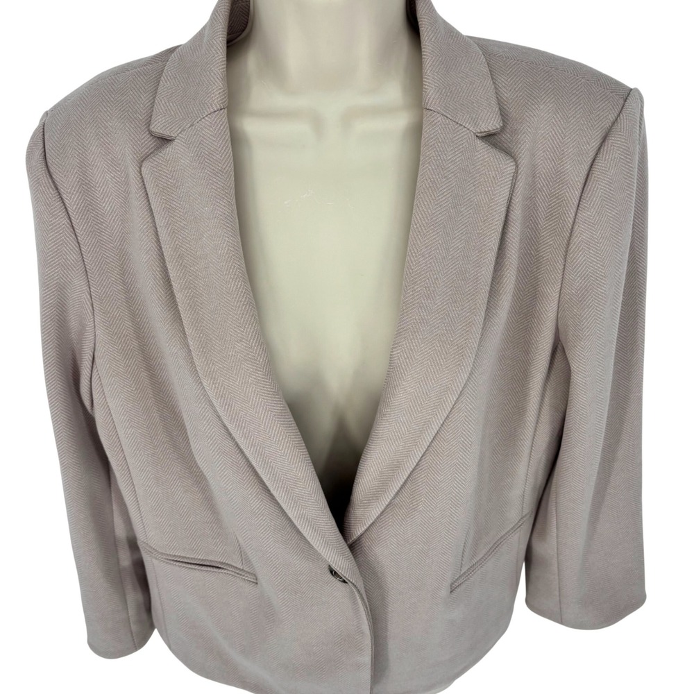 Ann Taylor Petite Mauve Pink Herringbone Single Button Blazer Jacket Sz 14P NEW - Picture 2 of 8